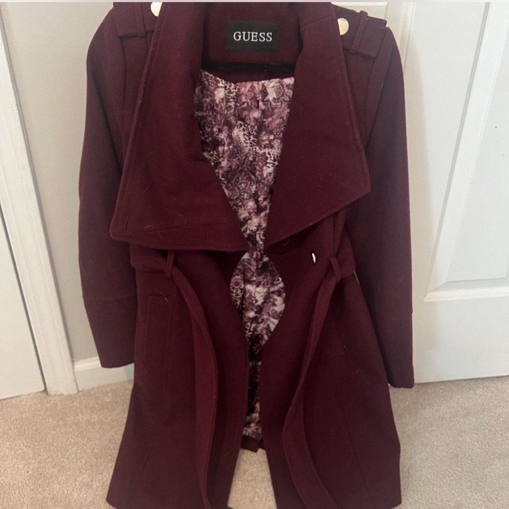 Guess Red Trench Coat Elegant Sophisticated Design